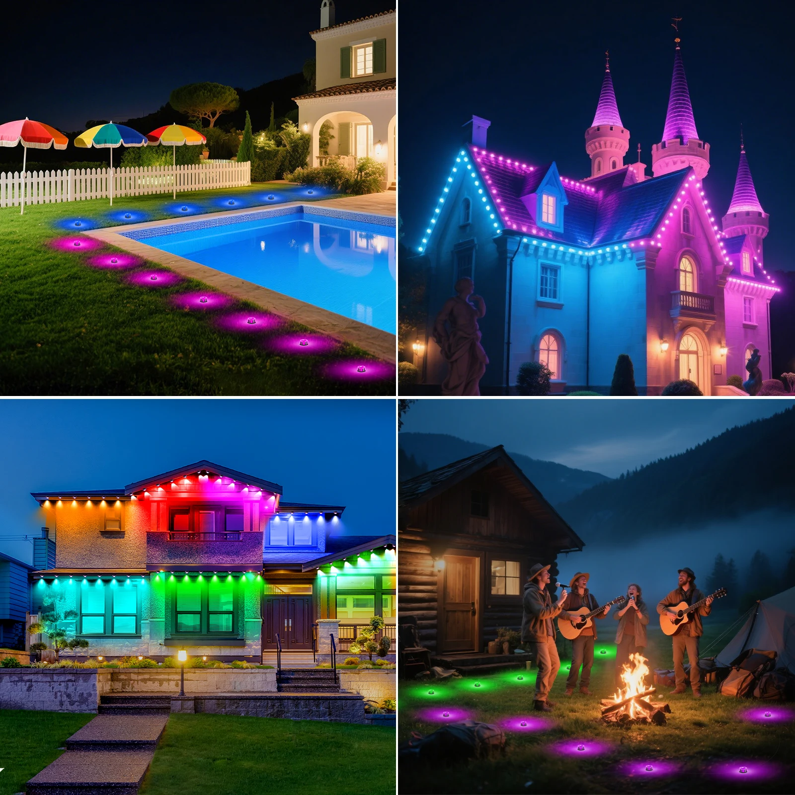 RGBCCT LED Ground Lawn Light Waterproof 15M 30M 60M 90M Bluetooth APP Remote Control Magic Color Christmas Lawn/Floor Lights