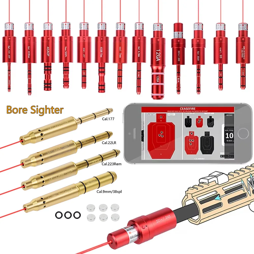 Balas de entrenamiento láser de doble propósito para prácticas en seco, calibres 12GA, 9mm, .38 SPL, .22LR, .45 ACP, .223 Rem, para entrenamiento de tiro en seco y calibración láser de miras.