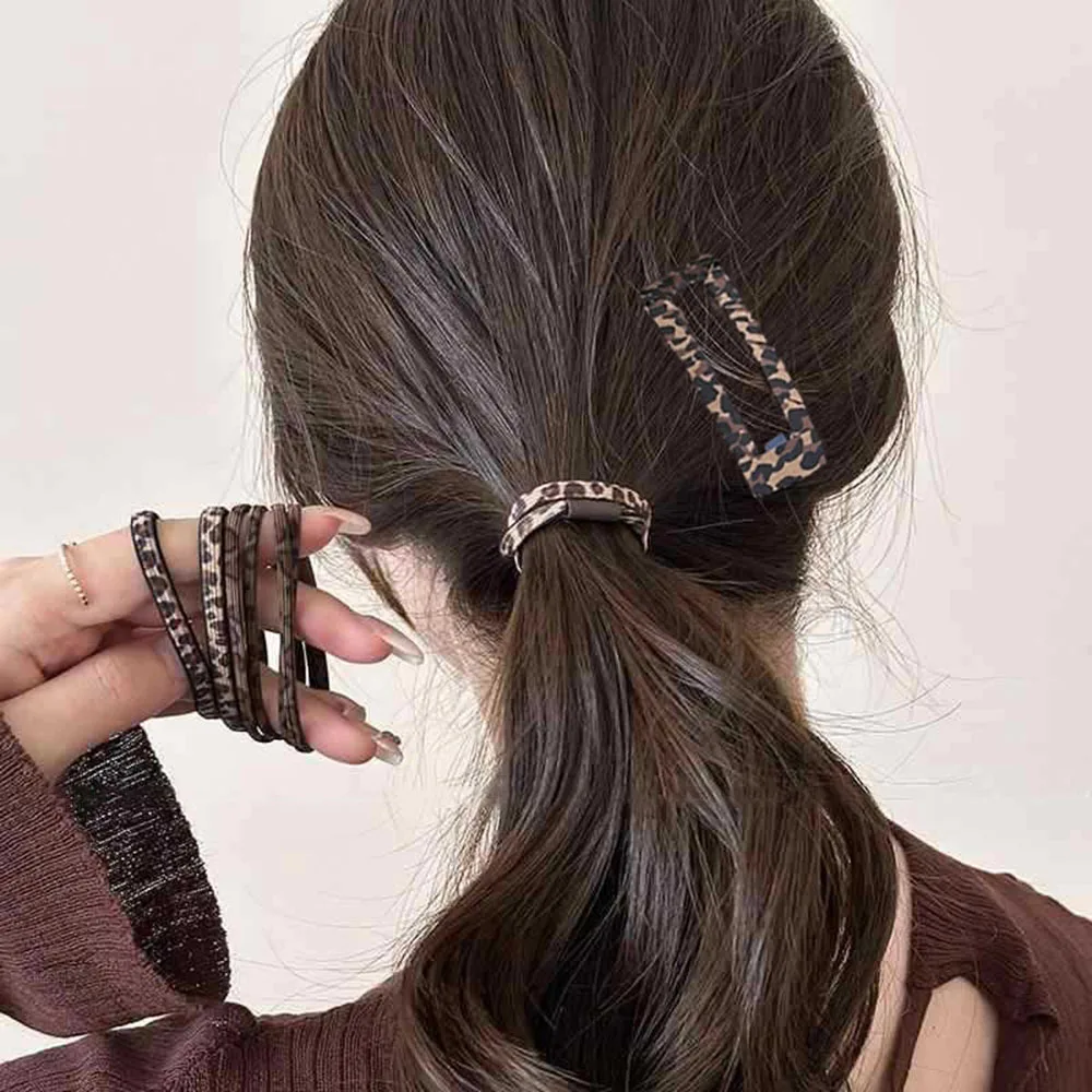 3pc European and American Leopard BB Hairpin Hair Clips Elastic Hairbands Rubberband Hair Ties Rope  Accessories for Women Girls