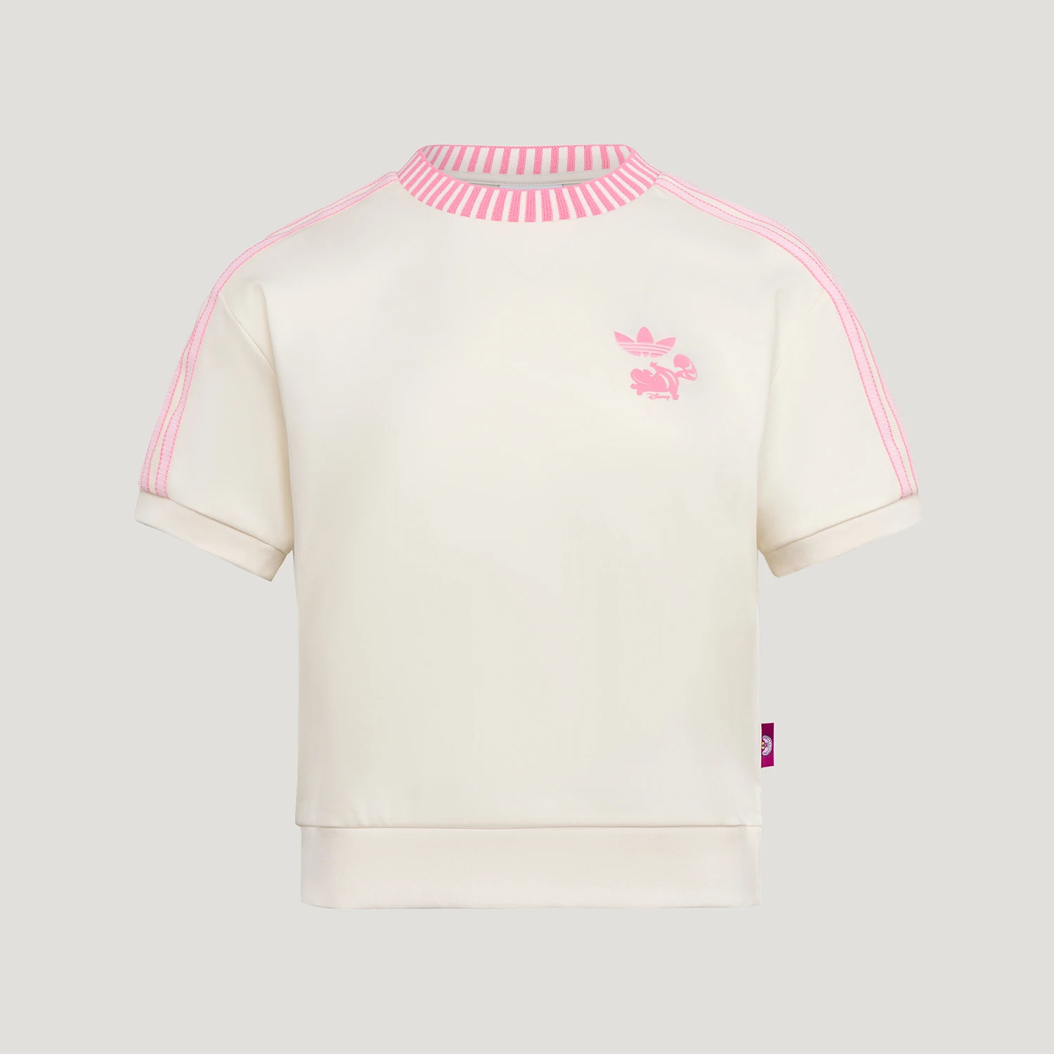

Adidas genuine clover new women's white pink soft elastic short sleeved T-shirt KY8315