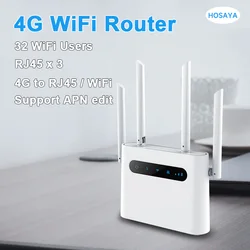 실내 무선 모뎀 핫스팟 동글, 4G SIM 카드 와이파이 라우터, 4G LTE CPE 300m CAT4 32 와이파이 사용자, RJ45 WAN LAN