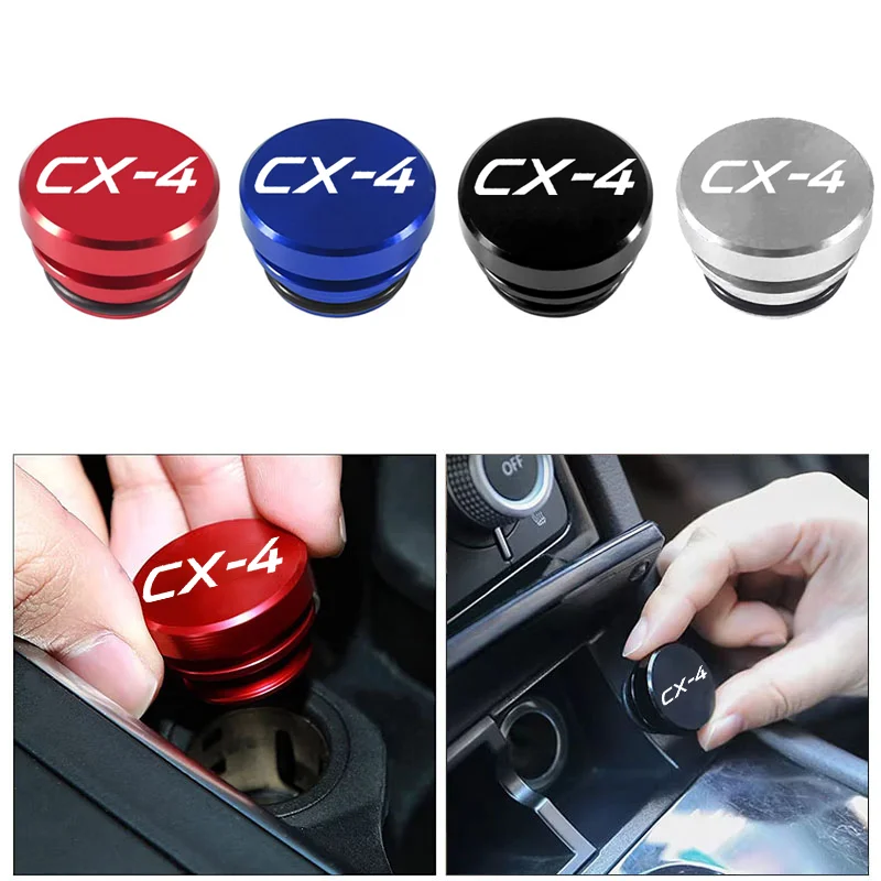 Auto Cigarette Lighter Socket Plug Cover For Mazda CX‑4 Logo Metal Dust‑proof Decorative Cap Multicolor Car Interior Trim Parts