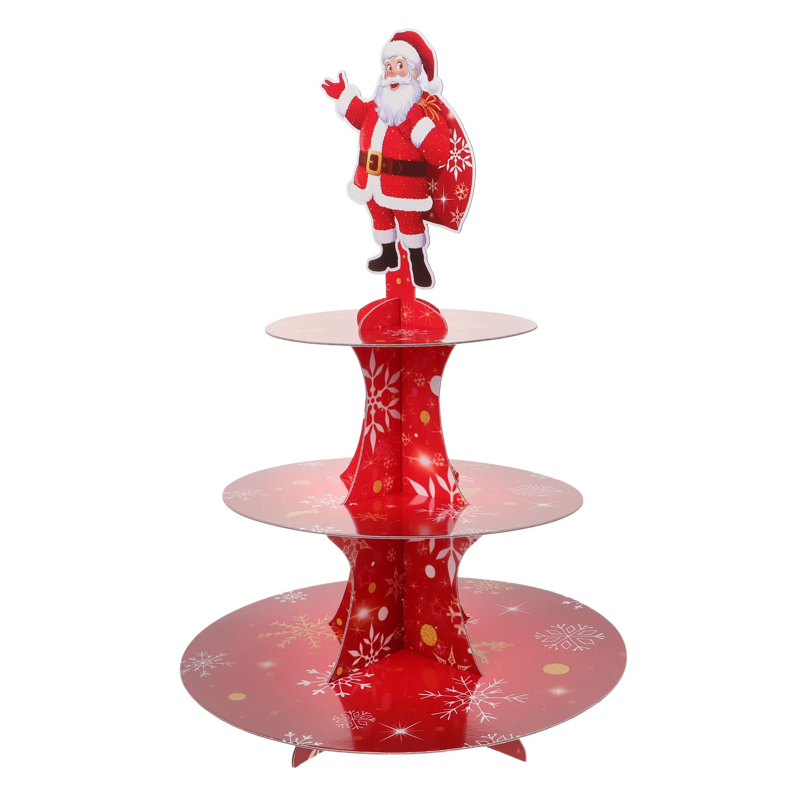 Snowflake Cupcake Stand Display Christmas Cookie Tray Dessert Stands 3 Tier Tower Red Paper