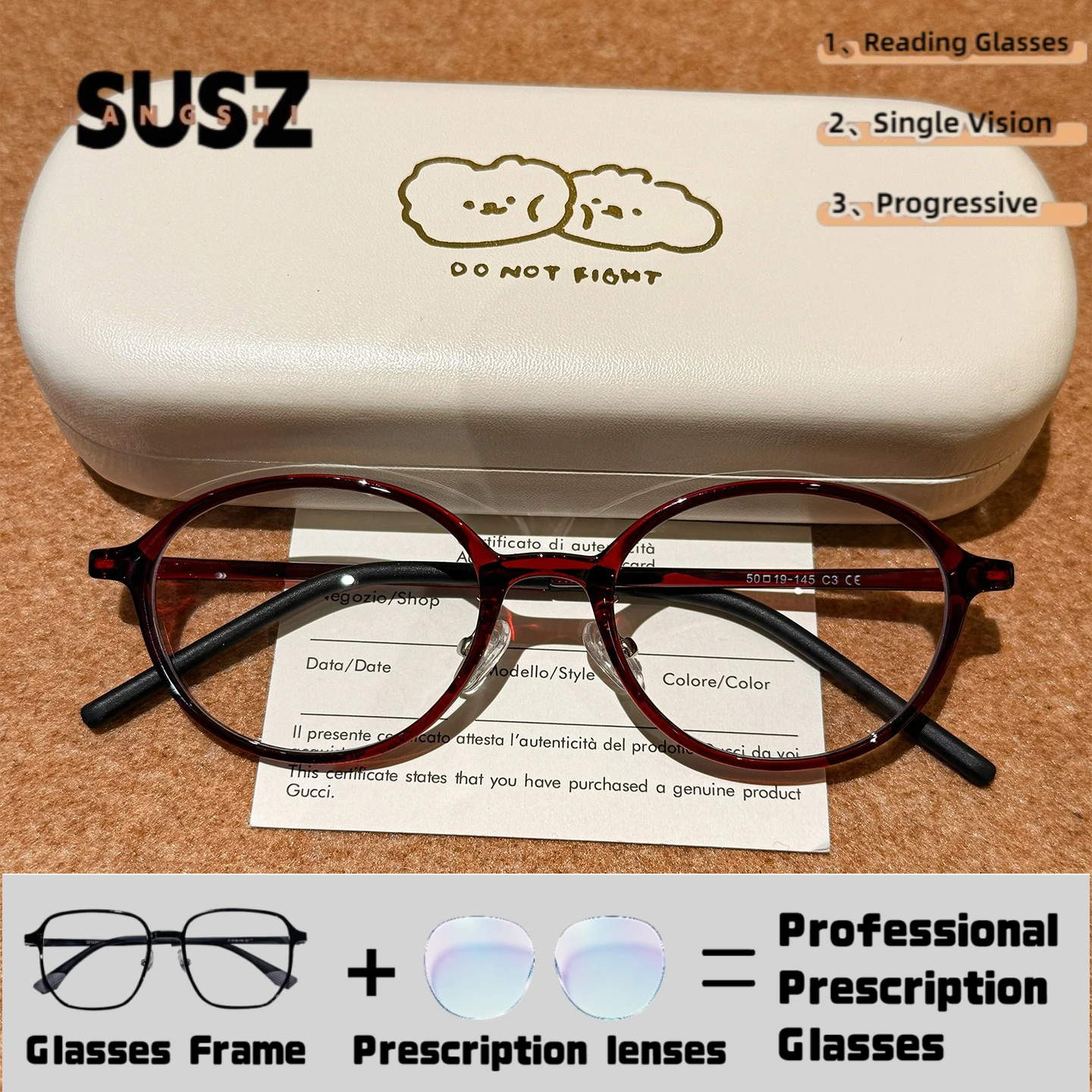 LS-SUSZ Women New Fashion Delicate Small Oval Anti-Blue Light Reading Glasses, Customizable Prescription Myopia Frames