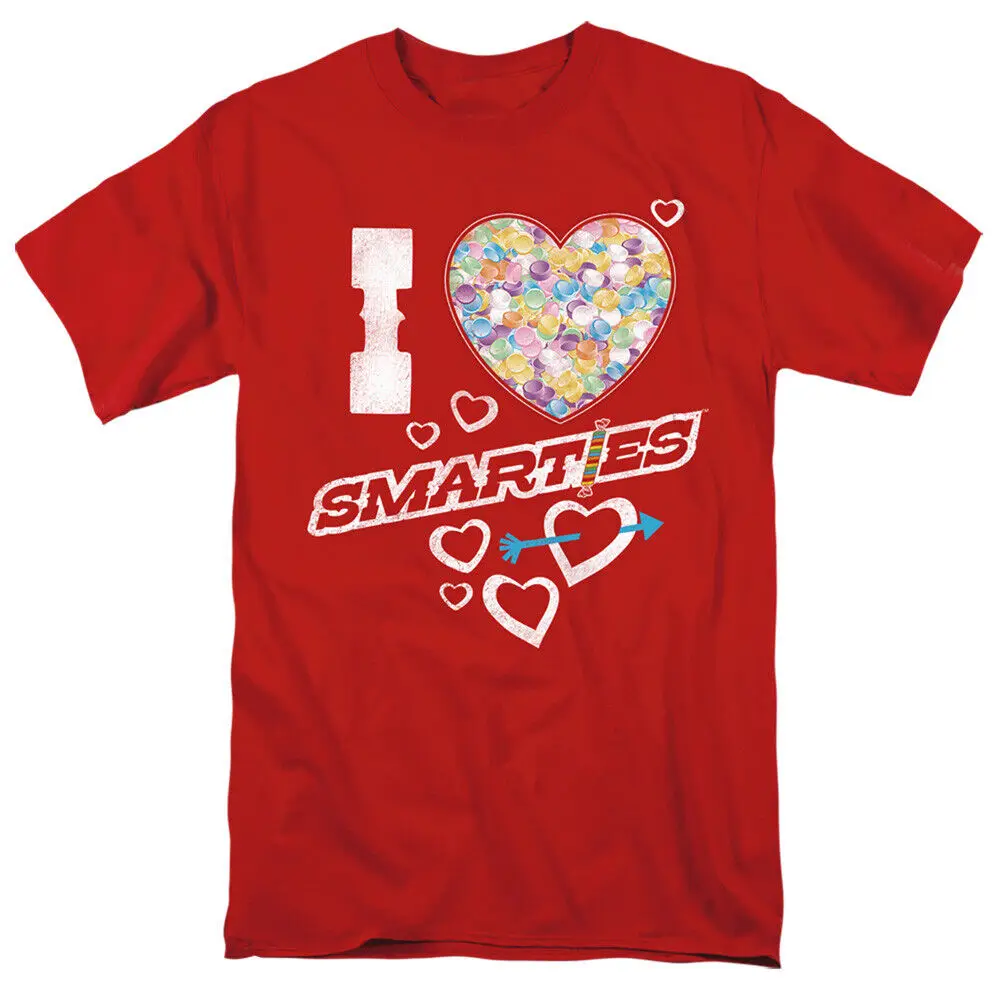 Smarties I Heart T Shirt Mens Licensed Sweet Tangy Candy Roll Red