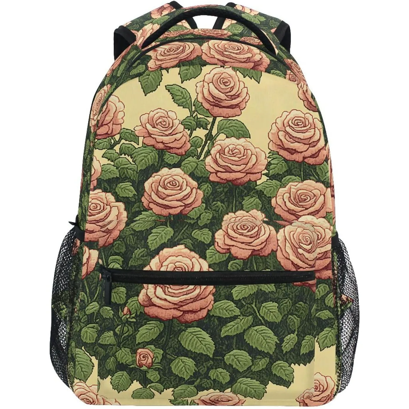 

School Bag Vintage Floral Plants Print Backpack Adjustable Book Bag for Boys Girls Kids S