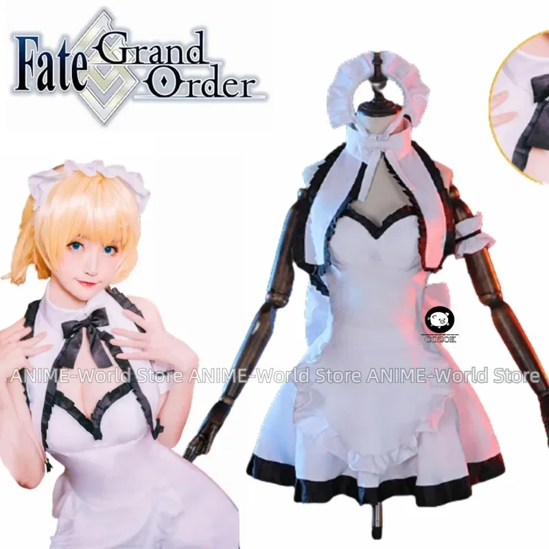 FGO Fate Grand Order Joan of Arc Jeanne d'Arc Maid Dress Uniform Outfit Anime Cosplay Costumes