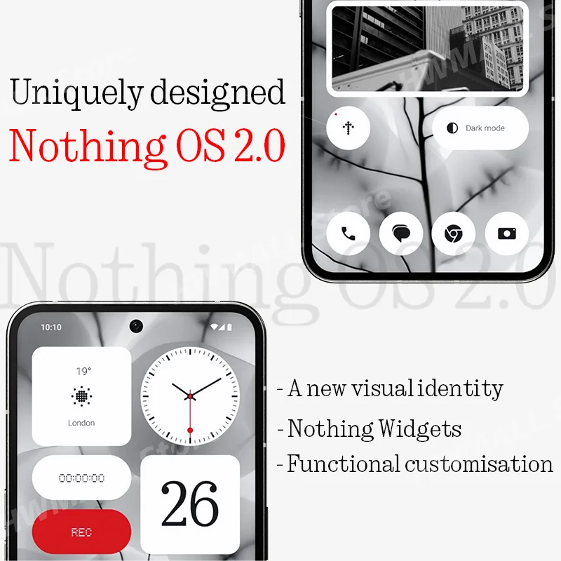 NOTHING Phone (2) 6.7” flexible LTPO OLED Snapdragon® 8+ Gen 1 Nothing OS 2.0 50 MP dual rear camera 32 MP front camer