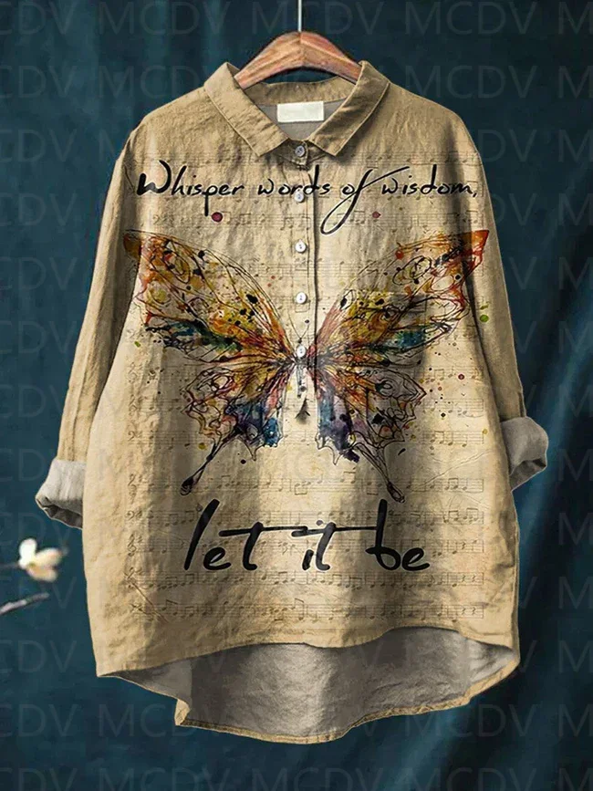 Vintage Peace And Love Floral Art Print Casual And Linen Shirt