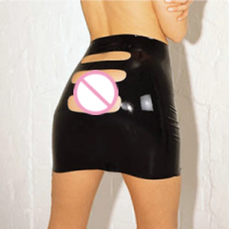 

Latex Skirt Fetish mini Dress sexy women Kilt Rubber apparel seemless Open three sexy lines