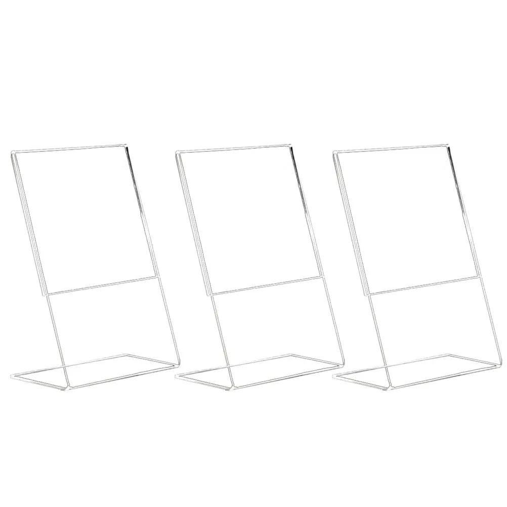 3Pcs Acrylic Menu Holder Desktop Photo Rack Label Holder for Business Hall Shopping Mall Counter Exhibition Stand Versatile Use