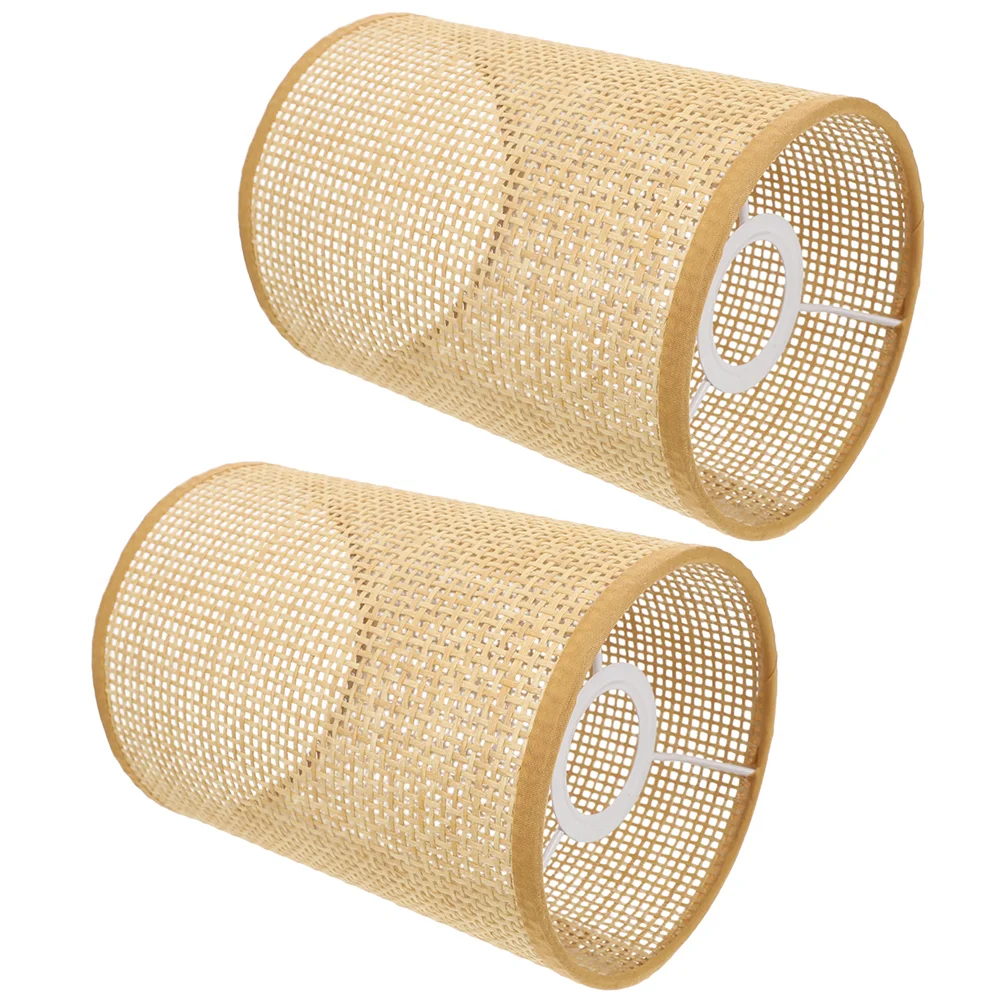 

Rattan Drum Lamp Shade Replacement E27 E14 Barrel Lampshade Clip On Natural Woven Cylinder Light Cover Chandeliers Table