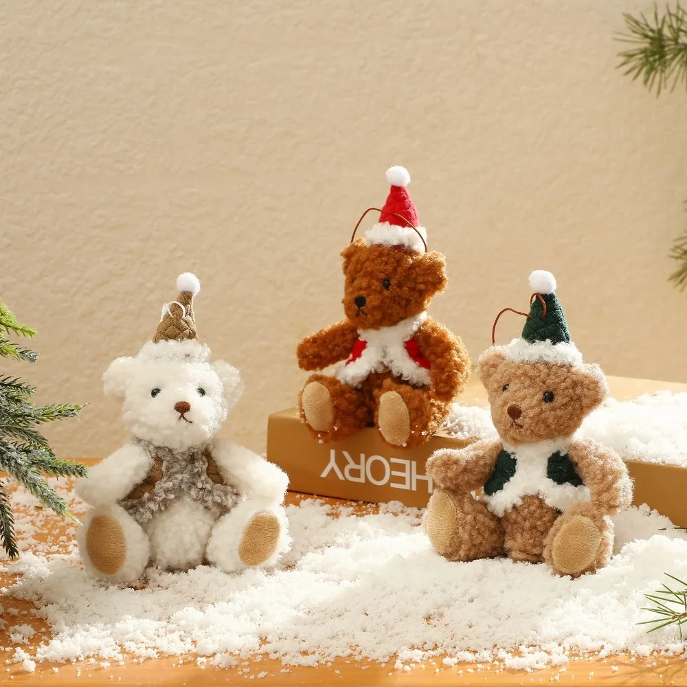 3-teilige Kreative Weihnachtsmützen-Bären-Hängedekoration, Weihnachtsbaum-Dekoration, Festliche Bären-Dekoration für Stimmungsbecken