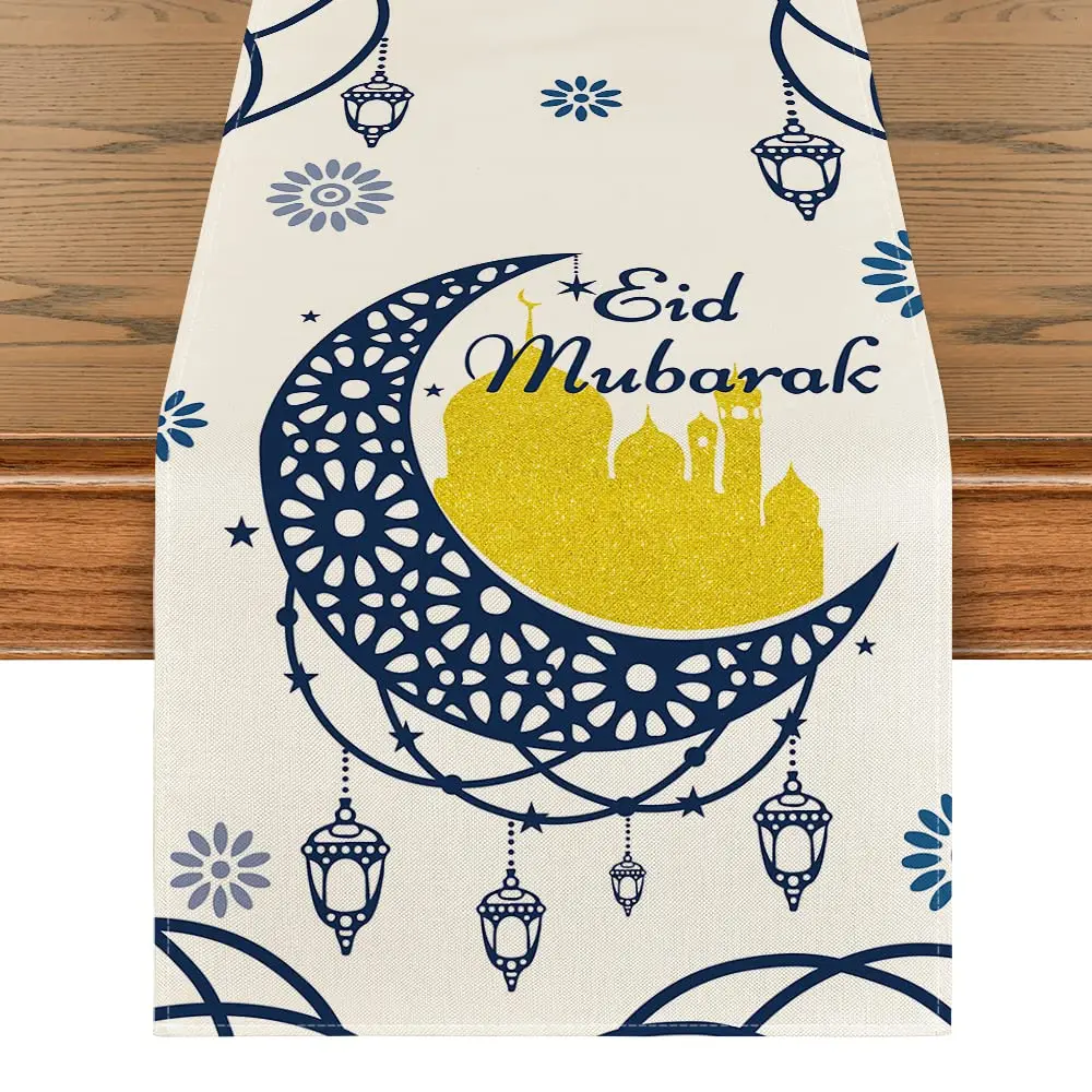 

Ramadan and Eid Mubarak table runner, table runner, holiday, kitchen, dining table decoration for home party