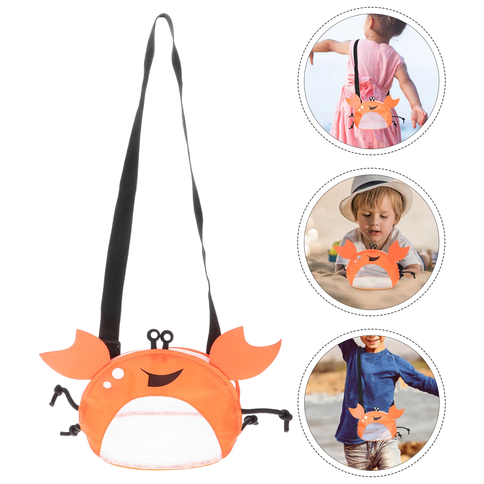 

Crab Beach Bag Toys for Girls Double End Small Mesh Kids Toddlers Seashell Bags The