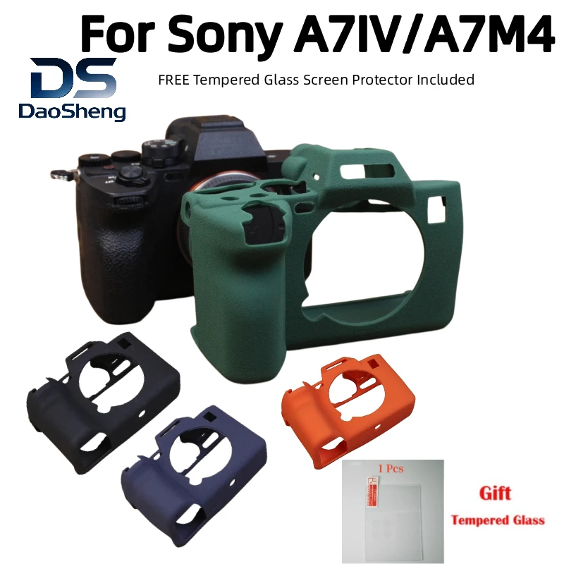 Flexible Rubber Silicone Shell，Anti-Drop Mirrorless Body Skin Bag For Sony A7IV/A7M4 Camera Bag +1PCS Free Tempered Film