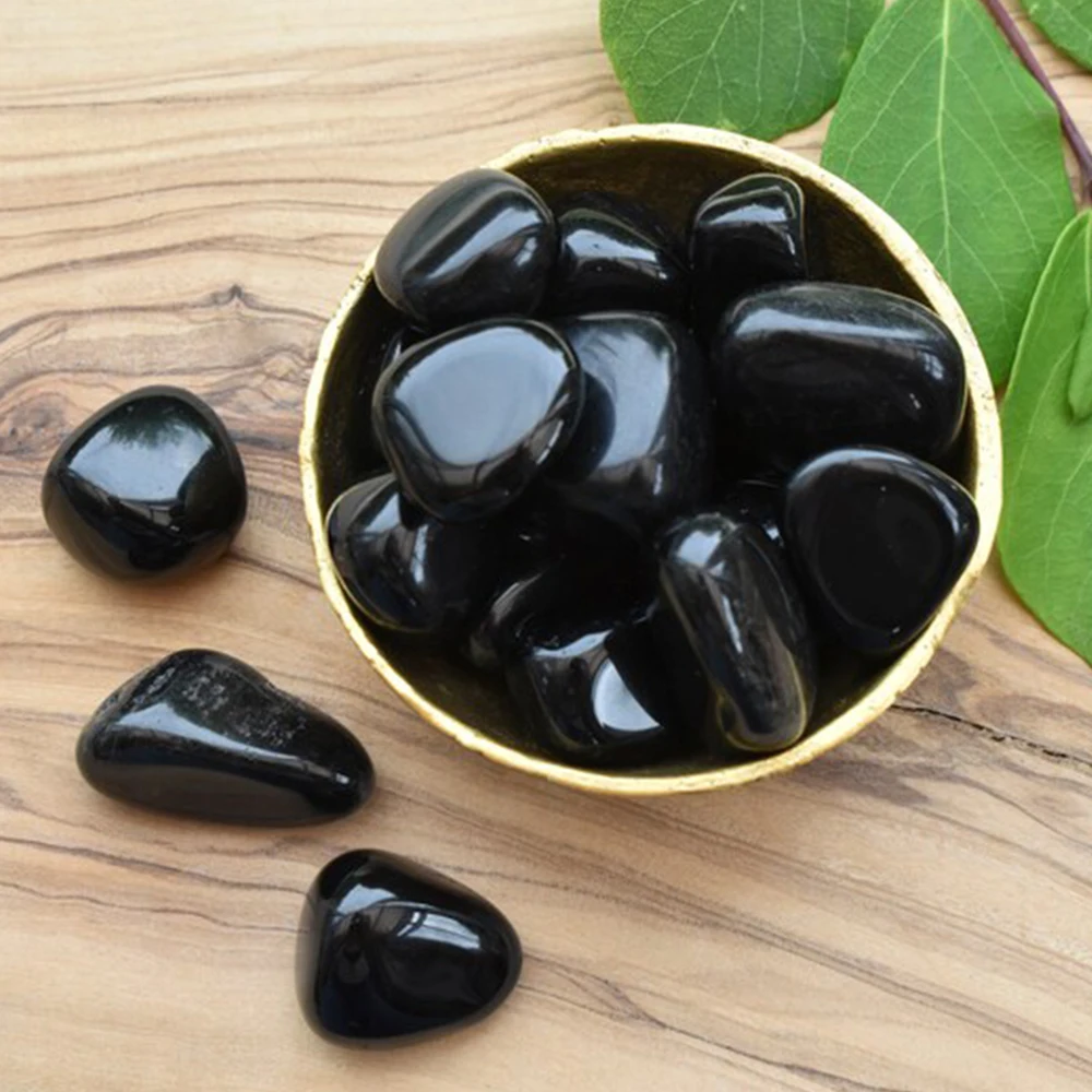 Polished Stone Natural Obsidian Tumbled Stone Reiki Healing Crystals Garden Aquarium Vase Plant Home Decoration Collection view 6