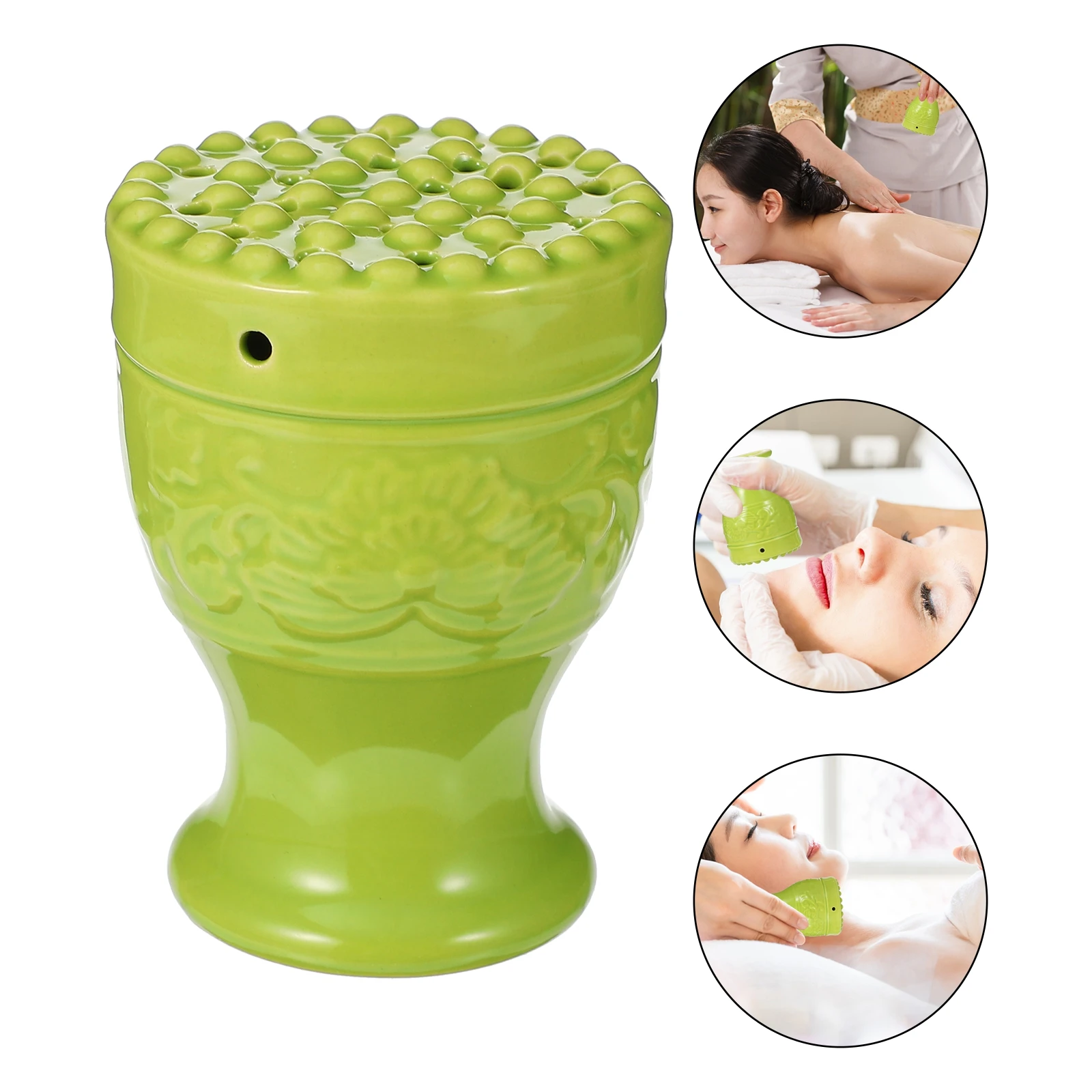 

1Set Ceramic Moxa Box Ergonomic Heat Insulation Portable Moxibustion Cup Massage Therapy Scraping Acupuncture Moxibustion Pot