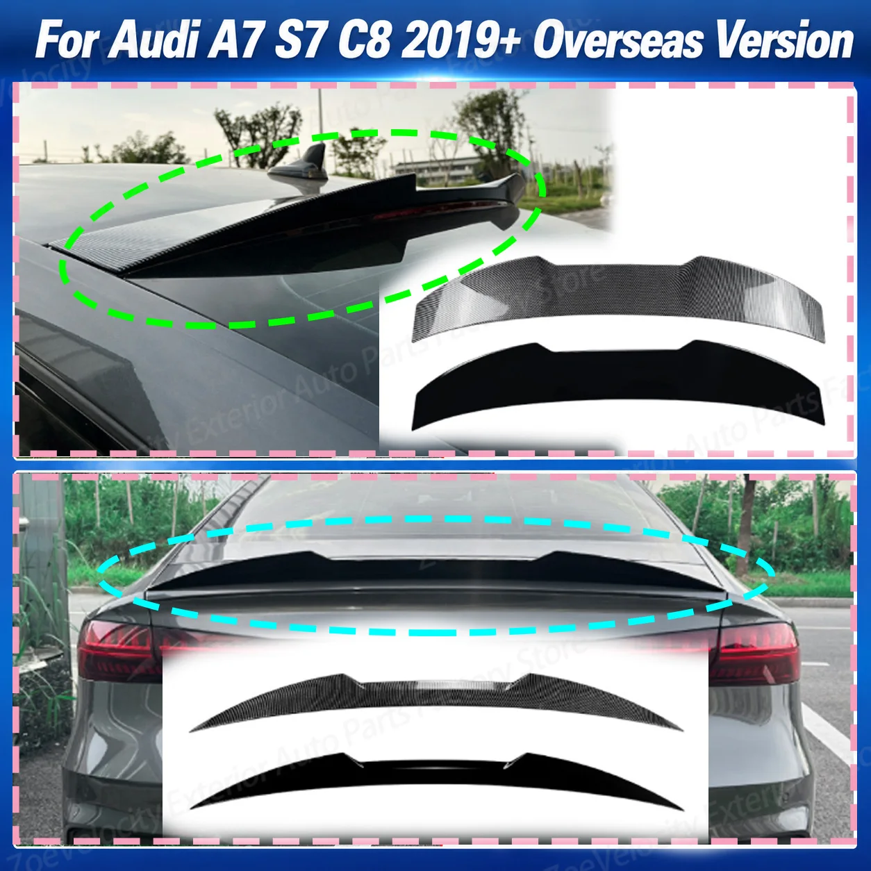 

Rear Trunk Spoiler Wing Lip for Audi A7 S7 C8 2019 2020+ Overseas Version Top Wing Upper Trim Auto Accessories Body Kit Tuning