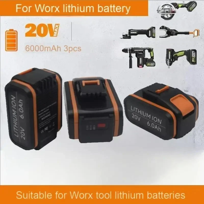 nieuwe 20V lithiumbatterij, compatibel met Worx gereedschapsbatterij 5,0 Ah-12,0 Ah
