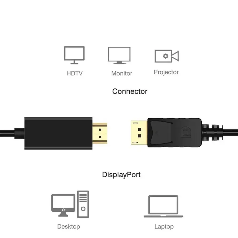 Kabel 1.8m 4K kompatybilny z DisplayPort do HDMI kabel Audio wideo Port wyświetlacza DP do HD przejściówka do komputera laptopa do TV Monitor