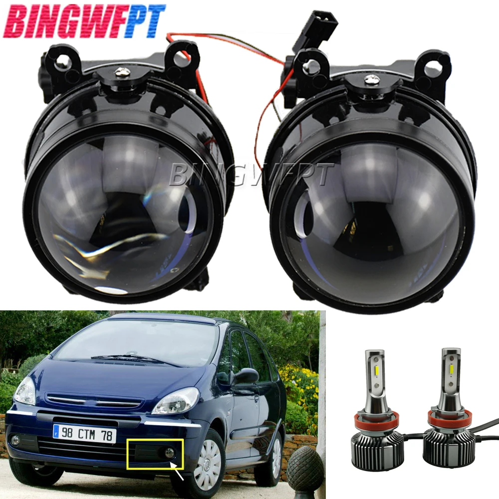 

2x Fog Lamp Lens Bi-xenon Projector 3.0 H11 LED Fog Lights Car Retrofit Style For Citroen Xsara Picasso MPV N68 1999-2015