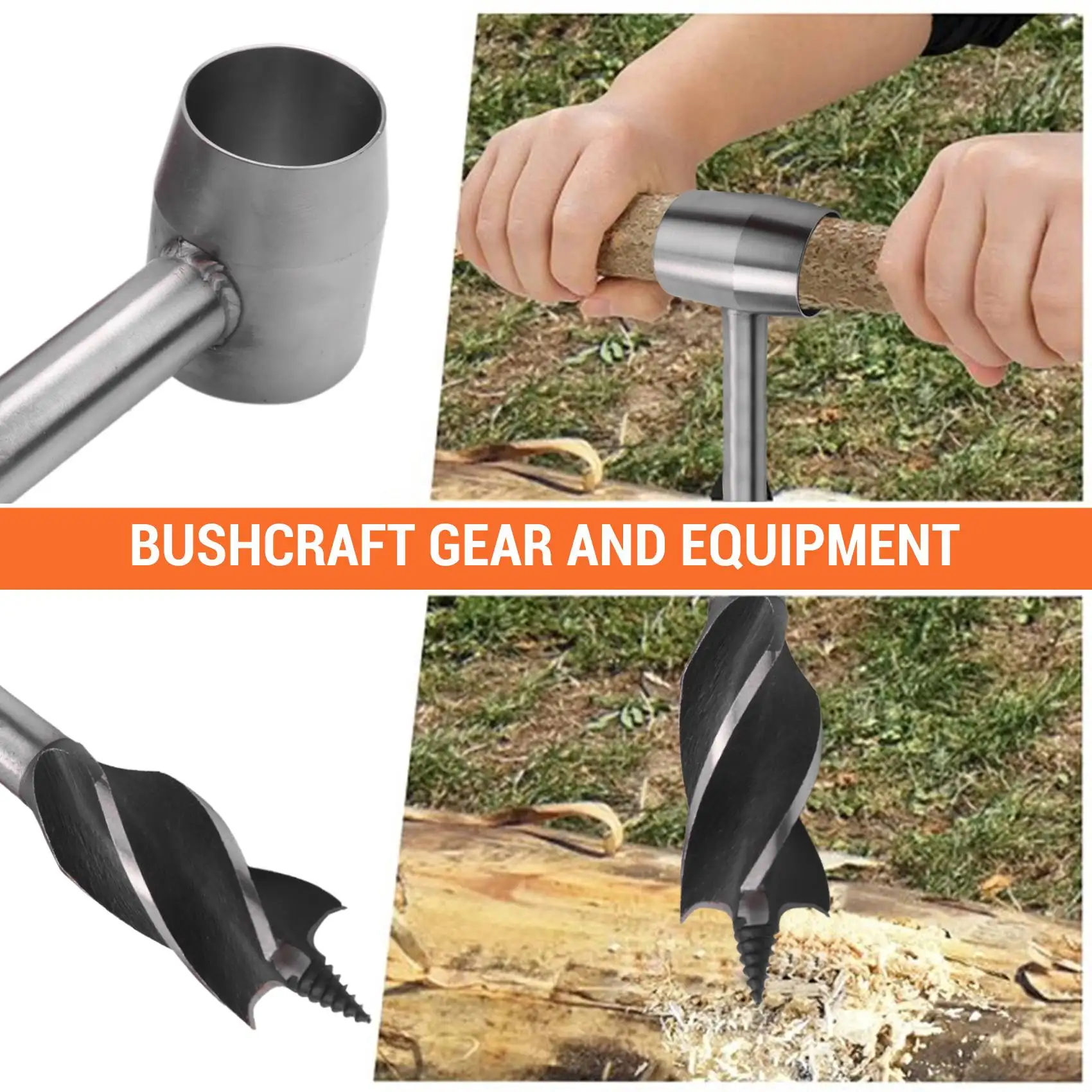 ABAG Chiave a coclea manuale, macchina per fori manuale con coclea in legno Scotch Eye, multiutensile per attrezzi da campeggio, Bushcraft e all'aperto