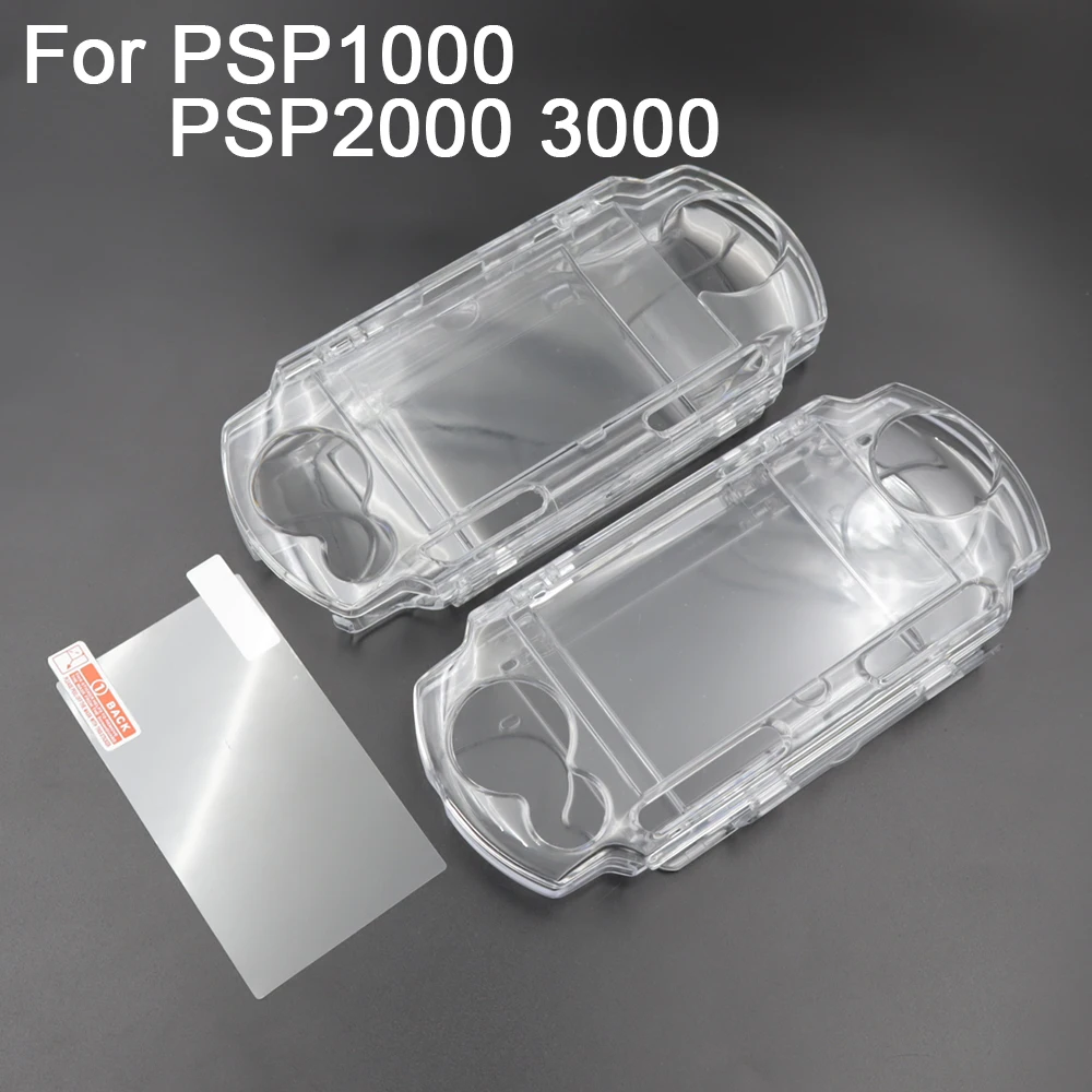 1Set für PSP1000 Transparente Kristall-Hartschalenhülle + Bulk-Pack Displayschutzfolie für PSP2000/3000 Spielekonsole