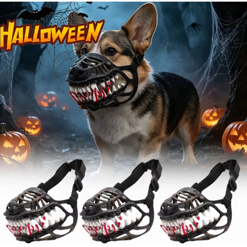 Hundemaulkorb-Maske Halloween Cosplay Haustier-Mundschutz Lustiger Kreativer Tier-Mundschutz Dekoratives Accessoire für Kleine, Mittlere und Große Hunde – Detail 11