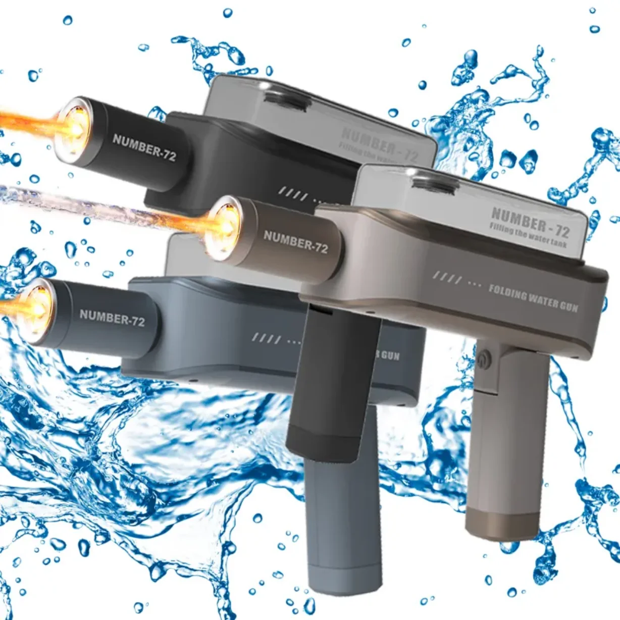 

Electric Continuous-Firing Folding Water Gun Children's Water Play Toy Flashing Light Automatic Spraying Water Gun Kids Gift