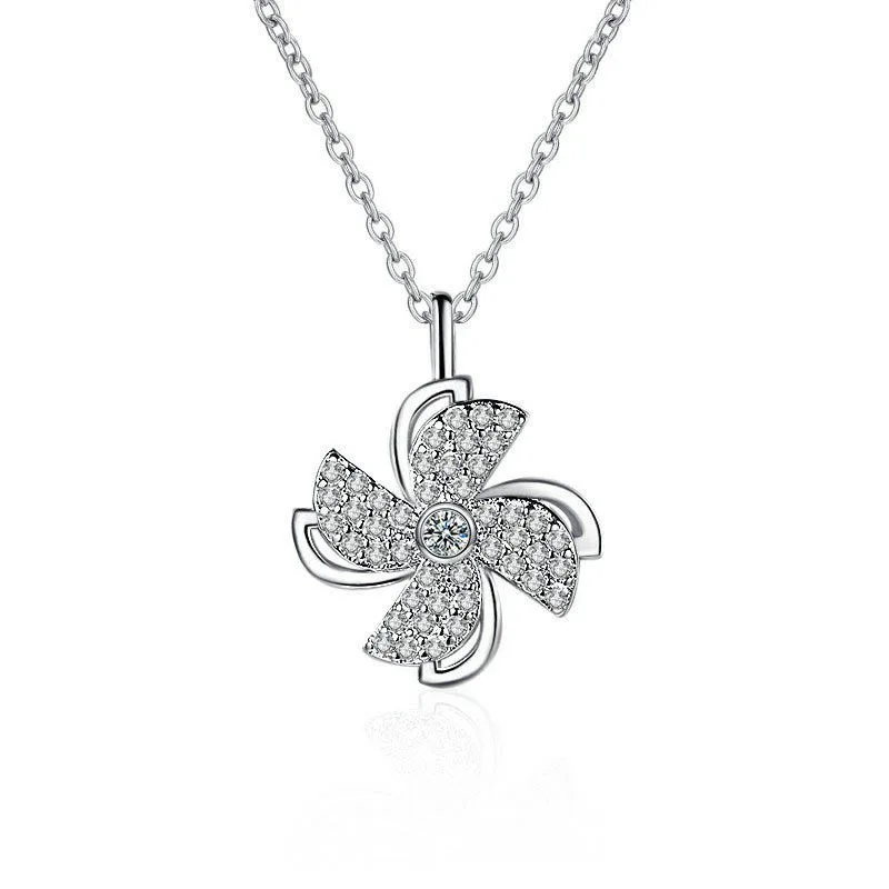 2026 Korean-style pendant for ladies, fashionable windmill necklace, S925 pure silver, light and luxurious party jewelry