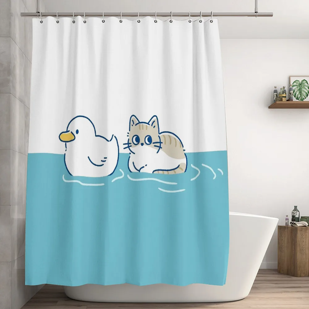 Cartoon Animal Shower Curtain Childlike Personality Nordic Style Home Decor Curtain Shower Curtain for Bathroom Bathroom Curtain