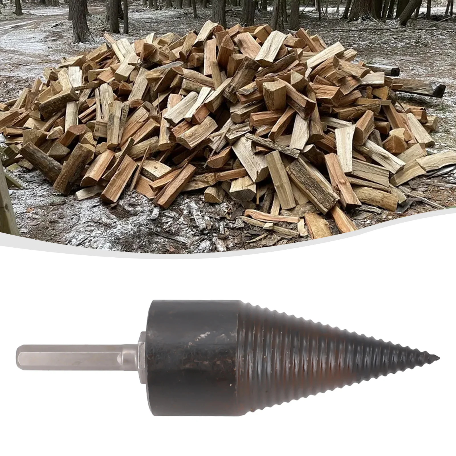 

150mm Firewood Drill Hex Shank Anti-slip High hard High-carbon Steel Splitting Cone bit Wood Splitter parts Useful