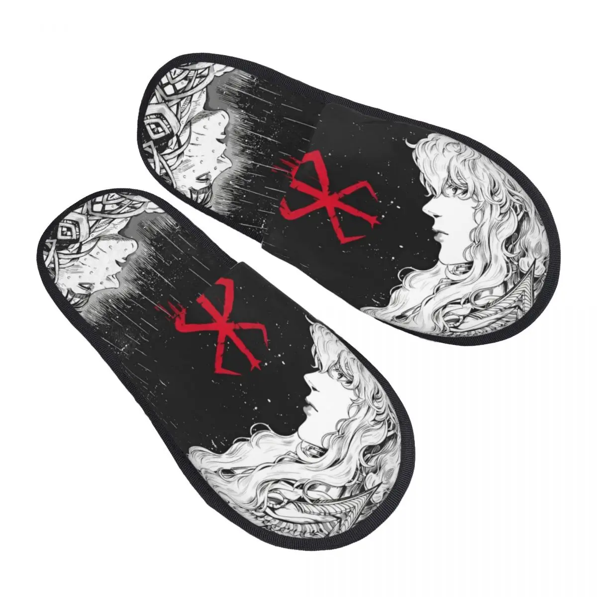 

Japan Anime Berserk Winter House Slippers Indoor Swordsman Manga Guts Cozy Household Fur Slippers Slides Non-slip