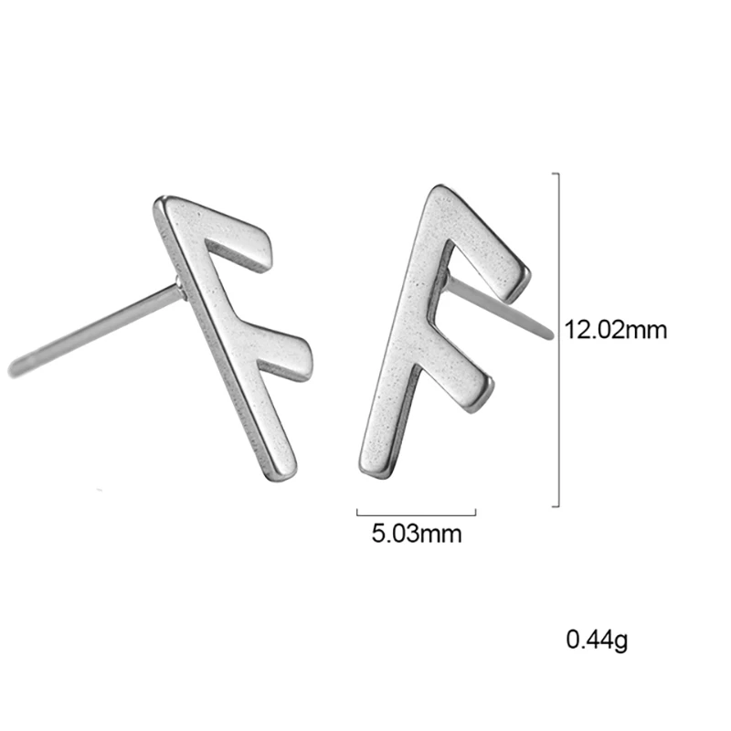 LIKGREAT Nordic Runes Letter Stud Earrings Vintage Stanless Steel Earrings for Women Men Viking Amulet Minimalist Jewelry Gift