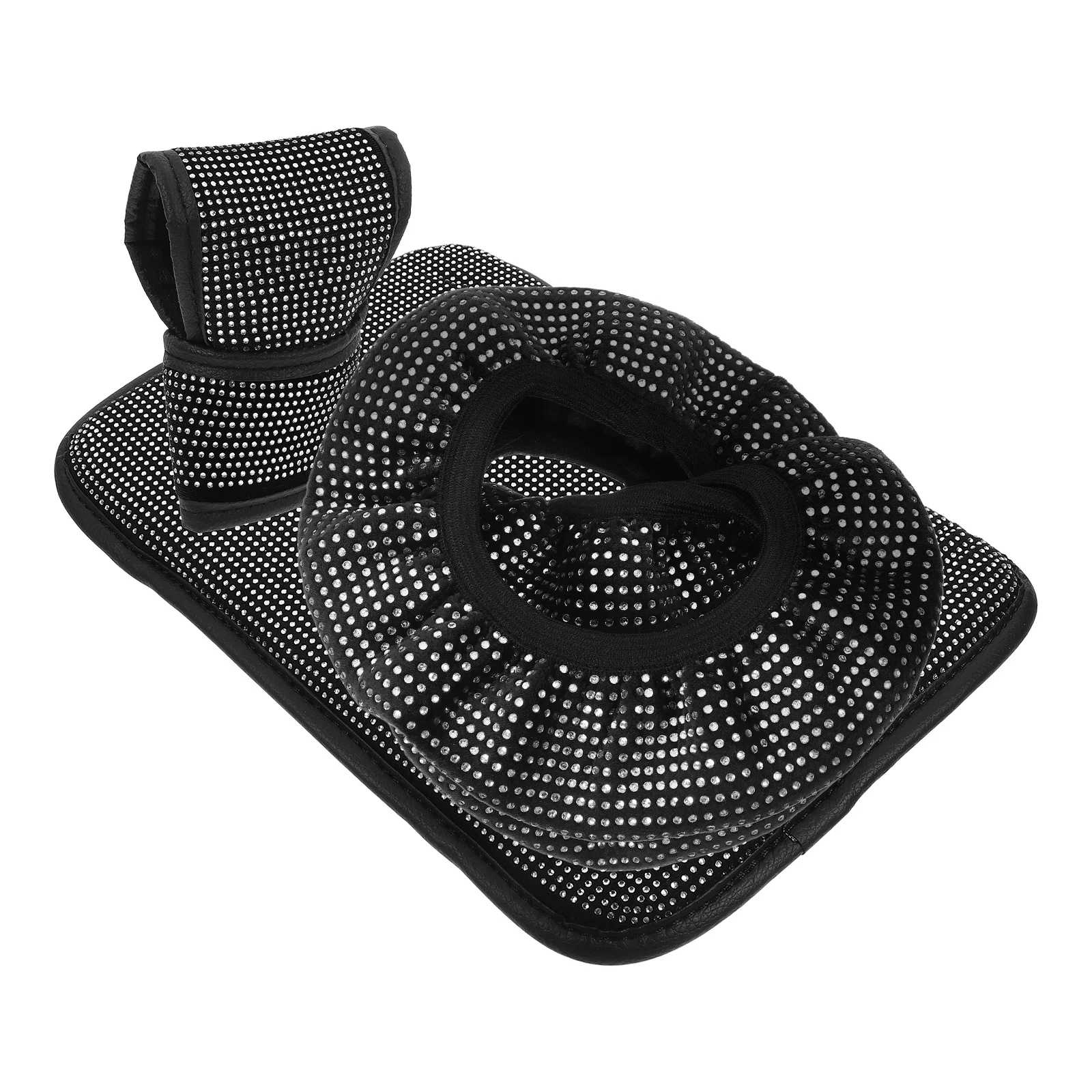 

1Set Steering Wheel Cover Bling Car Accessories Rhinestone Shift Knob Armrest Cushion Cover Easy Install Car Interior Decor