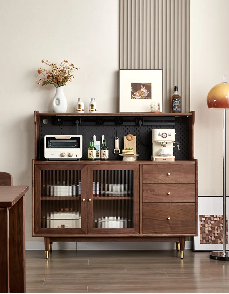 Tea Cabinet Pure Wood Walnut Storage Drawer Sea Freight