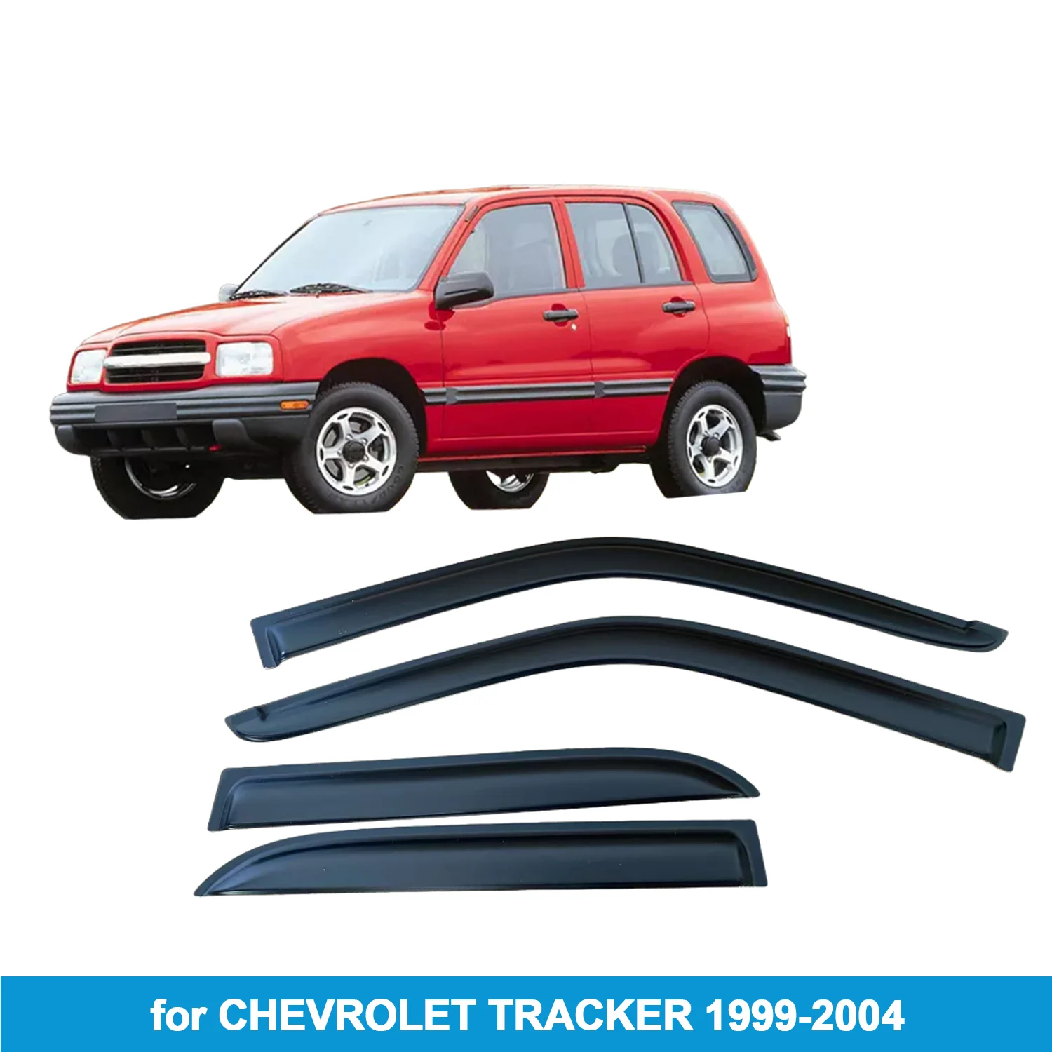 

Window Visor for CHEVROLET TRACKER 1999-2004 Rain Guard Side Vent Deflector Weathershield Outside-Mount Tape On