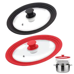 16-22-28-32cm Silicone Glass Covers Pans Skillets Multifunctional Adaptable Lids Stove Round Protector Caps Kitchen Accessories