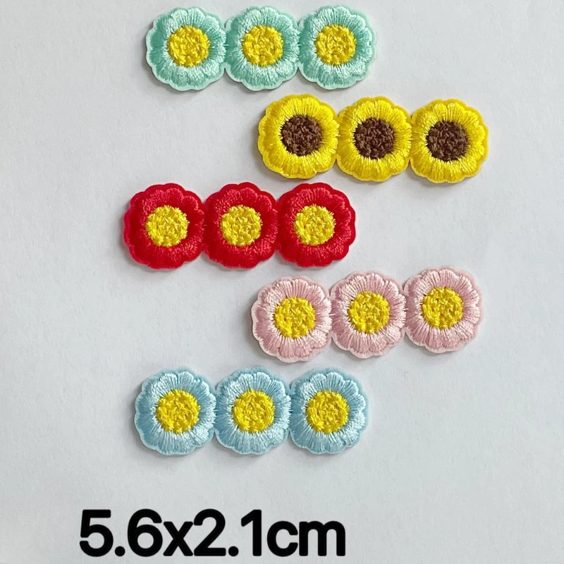 50pcs/Lot luxury stick-on Embroidery Patch Pink yellow red blue sunflower shirt Clothing Decoration Accessory craft Diy Applique