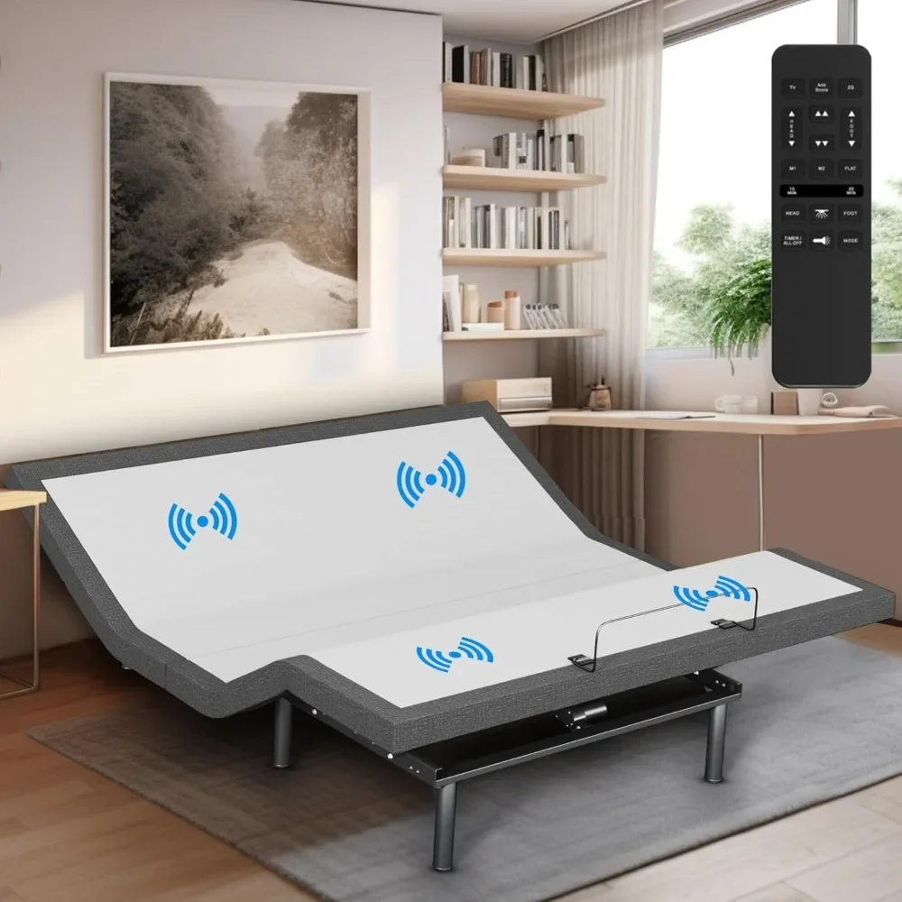 

Adjustable Bed Frame with Wireless Remote Control - Comfortable Zero-gravity Massage with Head and Foot Tilt