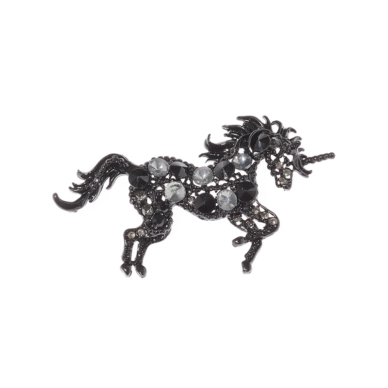 Exquisite Black Unicorn Horse Brooch Men and Women Banquet Exquisite Brooch Wedding Cocktail Party Dress Accessories