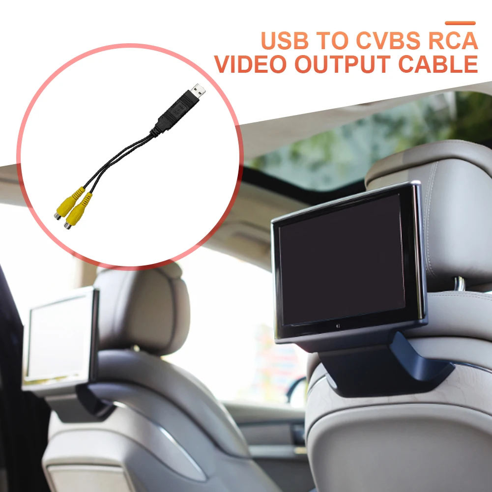 USB To CVBS Video Output Adapter 2 CVBS Output RCA Video Cable DC 5V USB 2W for Android Multimedia Player Car Radio Accessories