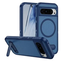 For Magsafe Aromr Shockproof Matte Phone Case for Google Pixel 9 Pro XL 8A 8 Pro Magnetic Wireless Charging Stand Holder Cover