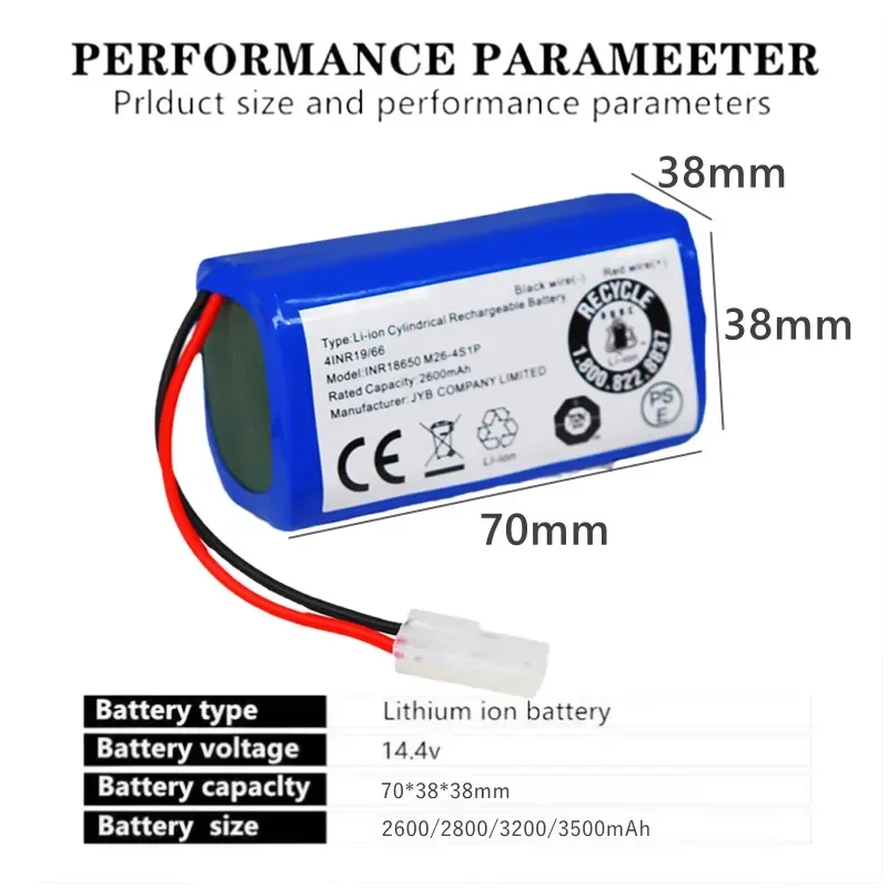 Baterai Pengganti Xiaomi 14.4V 2600MAh H18650CH-4S1P untuk XIOMI MIJIA Mi Robot Pel Vakum Esensial G1 MJSTG1,SKV4136GL 2600MAh