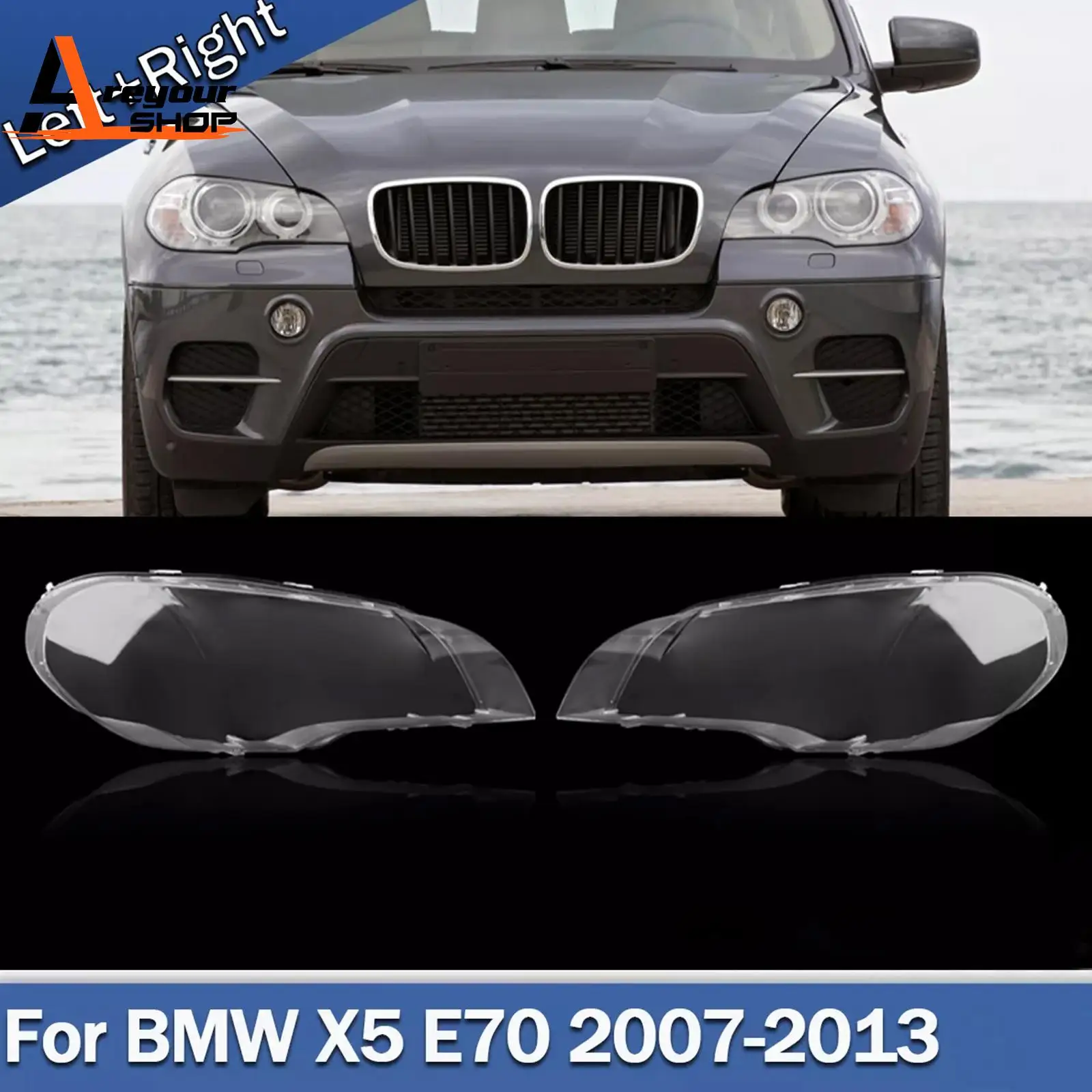 

2PCS Clear Headlight Lens Cover Headlamp Left+Right for BMW X5 E70 2007 2008 2009 2010 2011 2012 2013