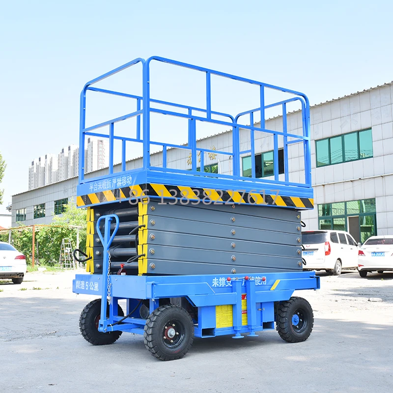 6m-12m Movable Scissor Lift Hydraulic Aerial Platform Solid Rubber Tires Corrosion-resistant Highly Durable view 5