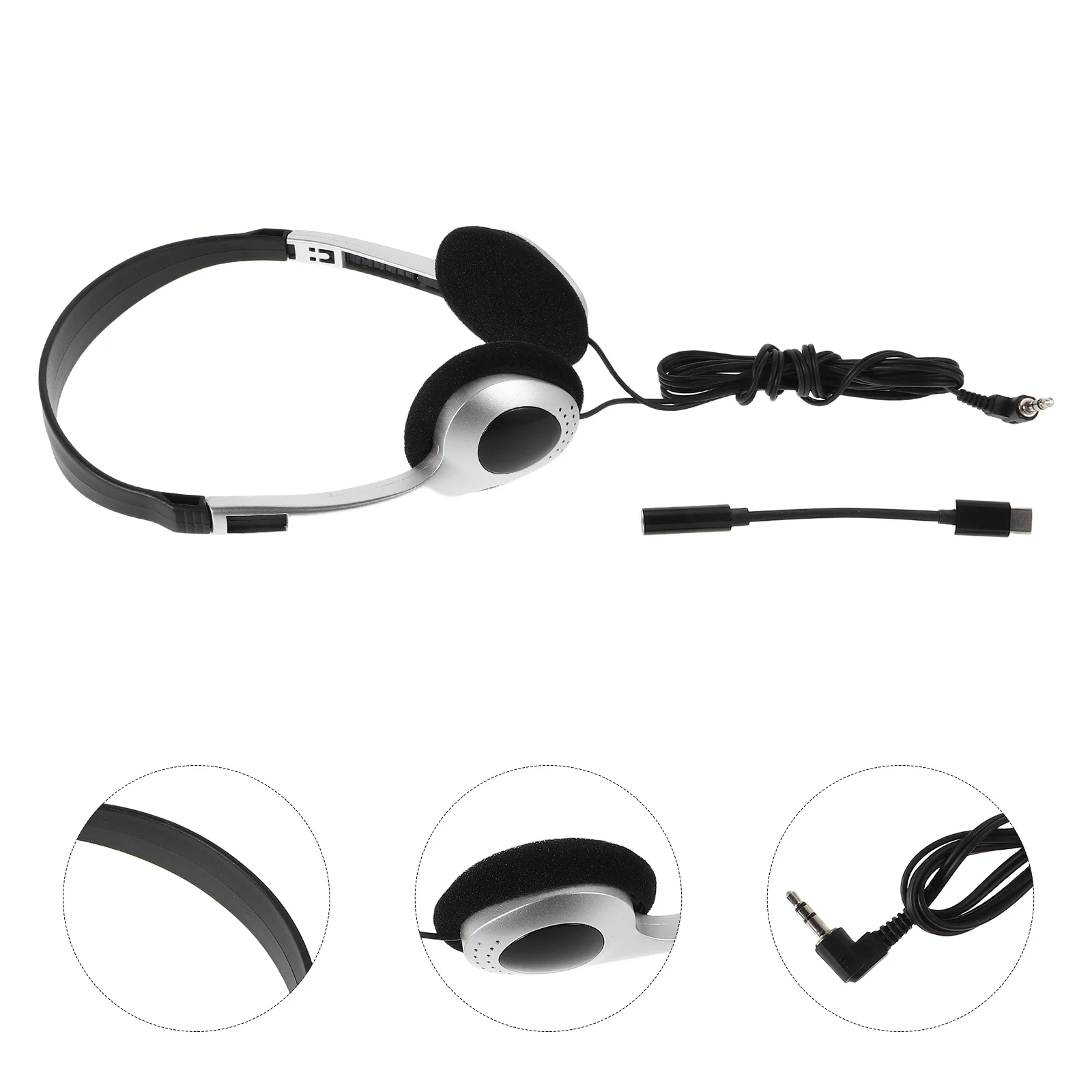 

1 Pair Retro On-Ear Headphones Vintage Silver Design Clear Sound For Music Gaming Computers Smartphones Tablets Lightweight