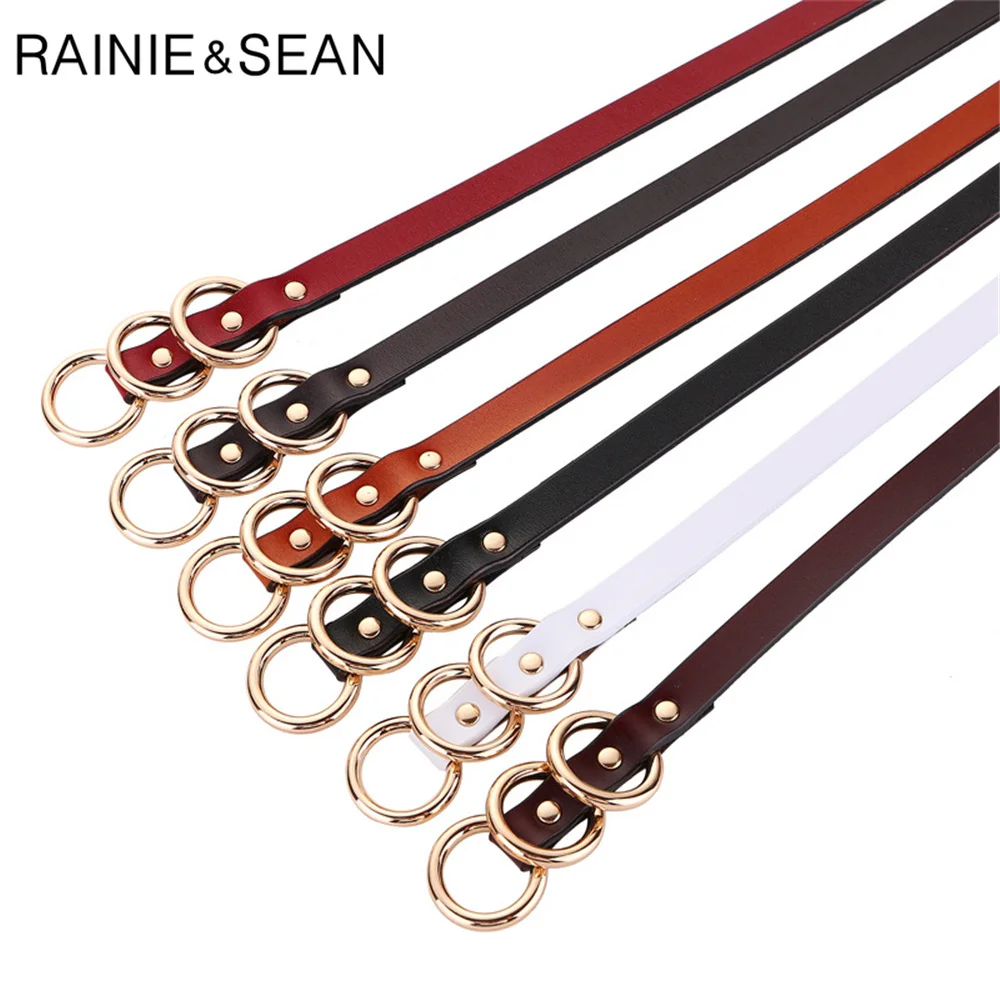 RAINIE SEAN Black Women Belt Fashion Self Tie Waist Belt Genuine Leather Knot Thin Strap Ladies Belt for Dresses Accessories