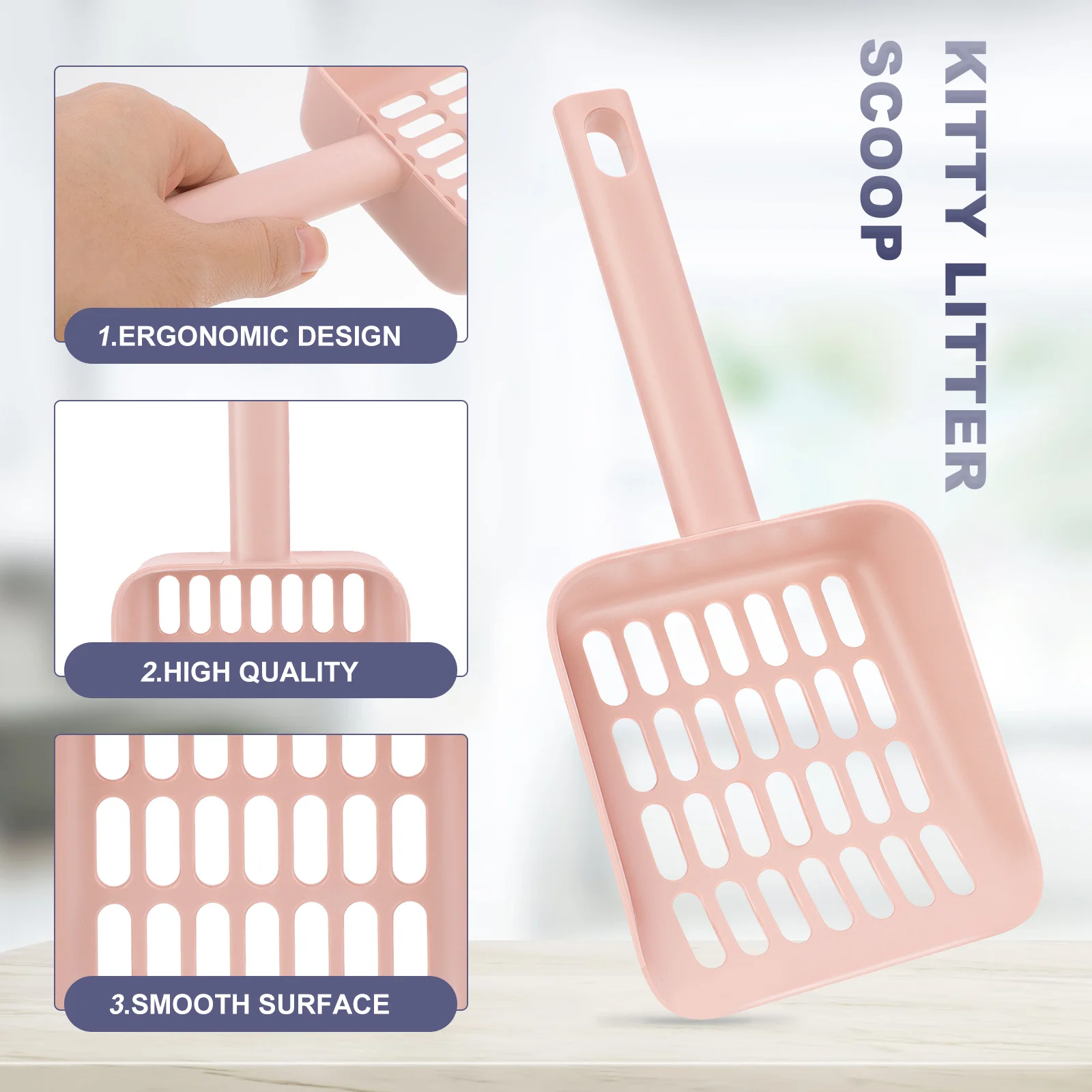 

1Set Scoop and Holder Set Premium ABS Material Cat Garbage Remover with Hanging Hole for Quick Sanitary Box